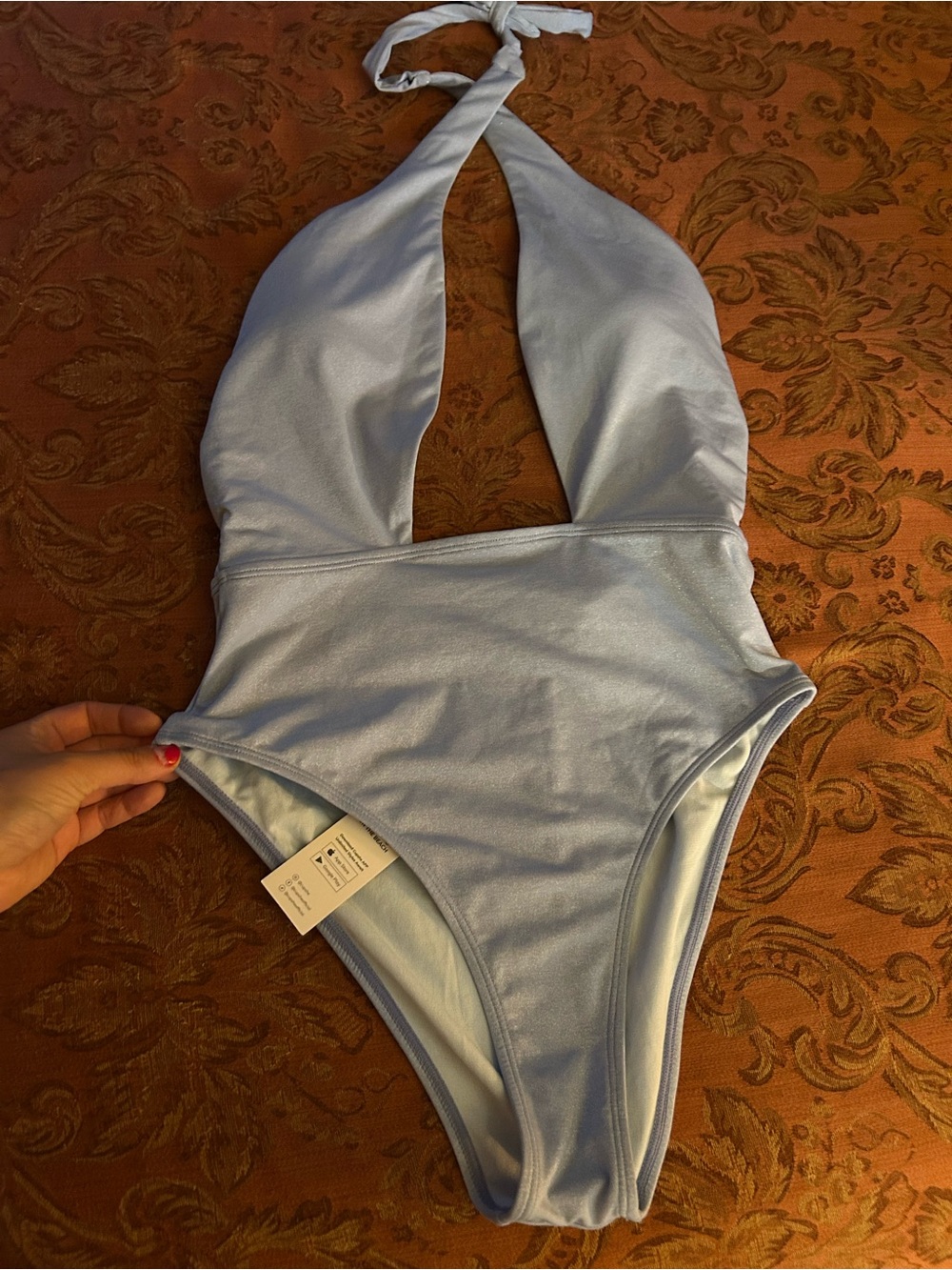 Cupshe Light Blue Halter One-Piece Swimsuit